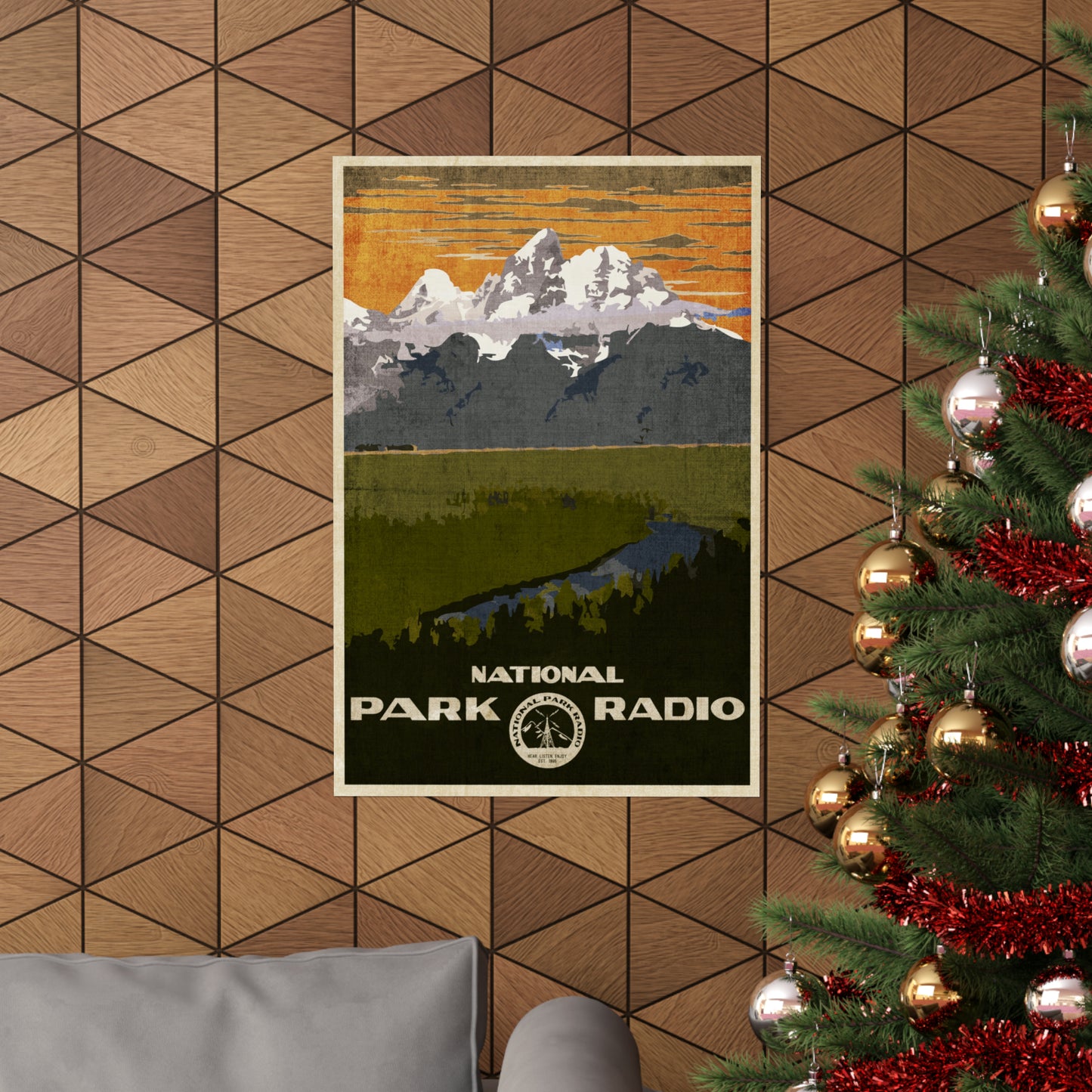 Original *Vintage* National Park Radio Poster - Grand Teton
